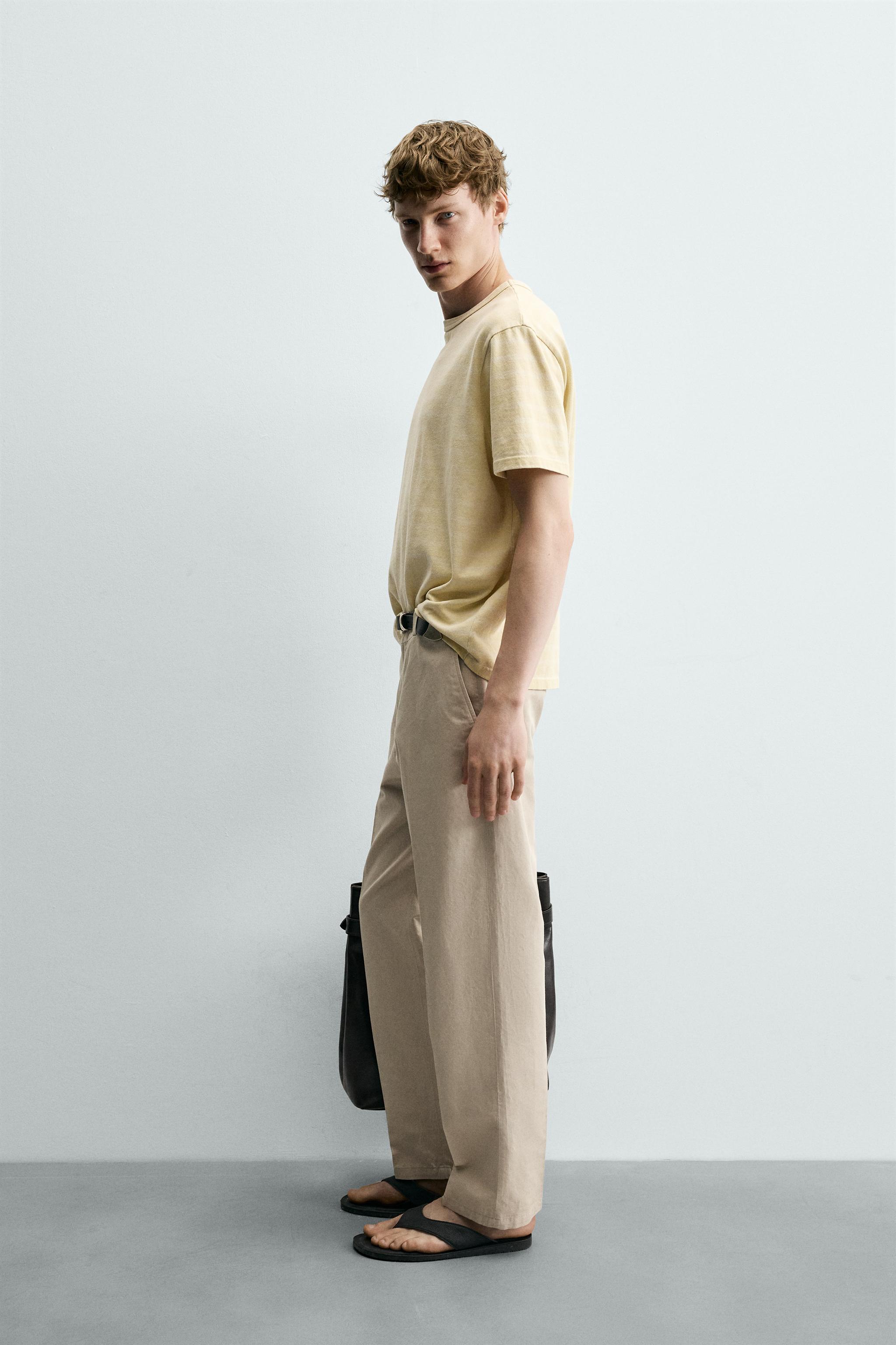 COTTON - LINEN STRAIGHT FIT CHINO PANTS